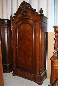 American Victorian Walnut Armoire Wardrobe - Picture 1 of 12