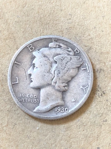 1930-P  Mercury Silver Dime, Fine Circ. Lot N-41271, "FREE SHIPPING" Cover