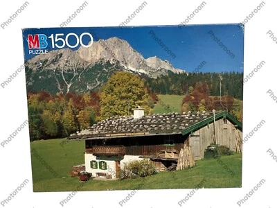 PUZZLE VINTAGE RARO DELLA MB CHALET DANS LES ALPES 79X60 CM 1500 PZ DEL 1981 - Immagine 1 di 4