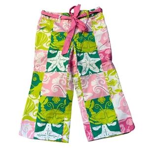 White Label Vintage Lilly Pulitzer Patchwork Pants Girls 7 Pink/Green Cotton - Picture 1 of 3