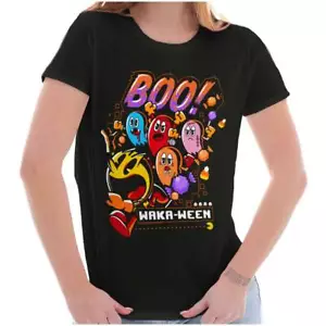 Spooky Halloween PACMAN Waka-Ween Ghosts Womens Top Junior Graphic Tee - Picture 1 of 7