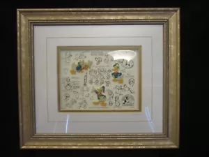 Disney's Donald Duck Drawing's Sheet Framed Set With 3 Pins Numbered 1359/7500 - Picture 1 of 16