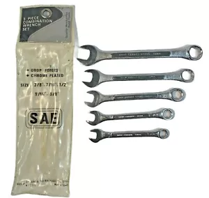 5 Piece Combination Wrench Set SAE Drop Forged Chrome Plated Vintage - Picture 1 of 6