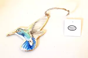 Abbott Metal Blue HUMMINGBIRD Ornament India 3.5" NWT - Picture 1 of 3