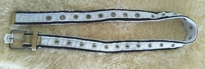 BELT SMALL MEDIUM S M WHITE BLACK COTTON CANVAS STEAMPUNK QUIRKY NEW - Picture 1 of 5