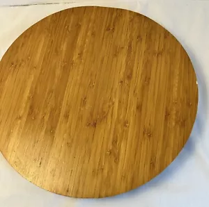 Bamboo Lazy Susan 13 In Tabletop Storage Spinning Cutting Board - Picture 1 of 3