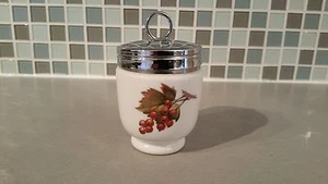 Royal Worcester Porcelain Egg Coddler or Jelly Jar Silver Lid Hand Painted Fruit - Bild 1 von 8