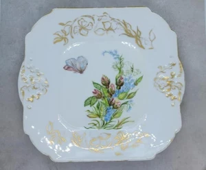 Placa de gabinete Limoges Charles Field Haviland GDM 1882 antigua mariposa floral - Imagen 1 de 10
