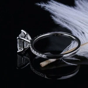 Lab Created Princess Zircon Diamond Bridal Sterling Silver Wedding Style CZ Ring - Picture 1 of 9