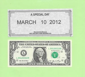 MARCH 10, 2012 .. 2006 .. UNCIR $1 L 2012 0310 R .. 2012-03-10 BIRTHDAY NOTE - Picture 1 of 1