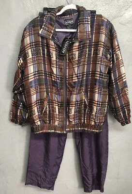 Chándal Abvien Vintage Años 80 90 100% Seda Chaqueta Pantalón Traje de Viento X-LG Para Mujer Foto 1 de 4