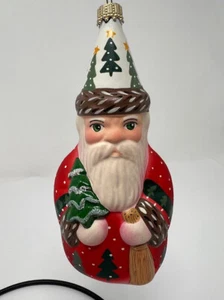 Vaillancourt Volkskunst Glas Ornament Sternenlicht Weihnachtsmann mit Kiefern LE 160/3000 - Bild 1 von 7