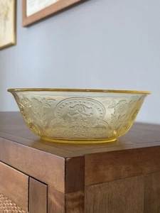 Vintage 1930 Indiana Depression gelb Glas Servierschale Hufeisen 9 1/2" - Bild 1 von 6