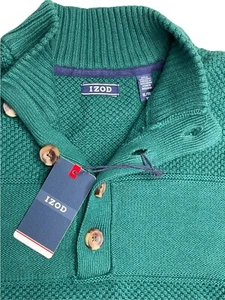 Izod Long Sleeves Pullover Sweater Knit Green New With Tags - Picture 1 of 7