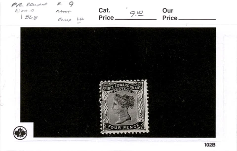 Prince Edward Island, Postage Stamp, #9 Mint LH, 1868 Queen Victoria (AB) Cover