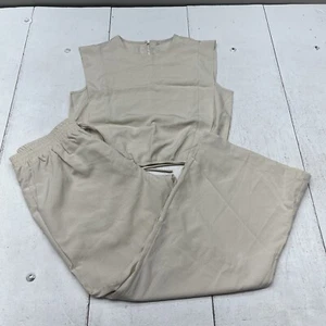 Beigefarbenes Tanktop & hochtailliertes weites Bein 2-teiliges Outfit Damengröße X-Large NEU - Bild 1 von 9