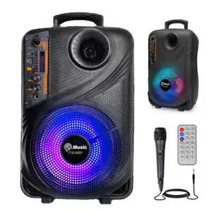 8" Portable Bluetooth Party Speaker Stereo Subwoofer Heavy Bass w Karaoke Mic AU - Picture 1 of 14