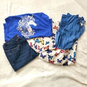 Kinder Place Denim Jeans Hose Racerback Tank Top Midikleid blau Größe 10/12 - Bild 1 von 11