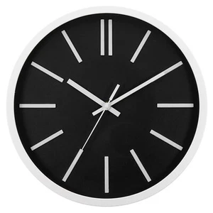 12 Inch Battery Operated Non-Ticking Round Wall Clocks, White/Black - Picture 1 of 6