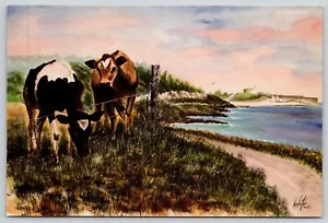 Cartolina Forte Santa Caterina con Mucche Bermuda - Acquerello Artista Jon Haber 1992 - Foto 1 di 2