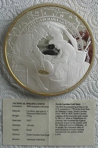 2017 American California Gold Rush Silver & Gold Plated Proof Coin - Picture 1 of 5