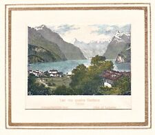 Vierwaldstättersee Lac des Quatre-Cantons Schweiz Holzstich woodcut 1880