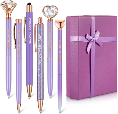 Juego de 6 bolígrafos inspiradores para mujer regalo bolígrafos diamante con cristal M Foto 1 de 4