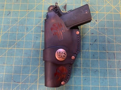 Funda de cuero hecha a mano izquierda liberación pulgar 1911 Foto 1 de 4