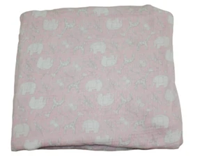 Mud Pie Pink White Safari Jungle Lightweight Baby Blanket Swaddle Viscose RARE - Picture 1 of 9