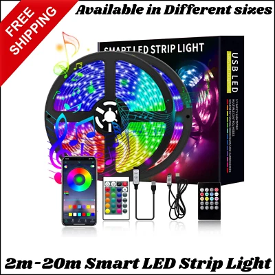 LED Strip Lights 1-30m RGB 5050 Colour Changing Tape Cabinet Kitchen TV Lighting - Image 1 of 4