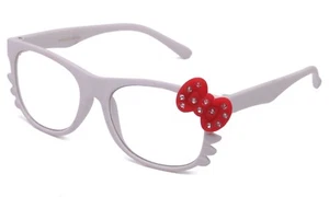 Gafas de lentes transparentes arco de diamantes y bigotes marco de goma estilo Hello Kitty - Imagen 1 de 11