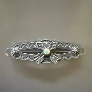 Vintage Fred Harvey Ära Navajo Sterlingsilber Türkis gekreuzte Pfeile Brosche - Bild 1 von 3