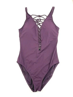 Traje de baño Bleu by Rod Beattie para mujer con tiras lisas de una pieza púrpura talla 10 00255 Foto 1 de 2