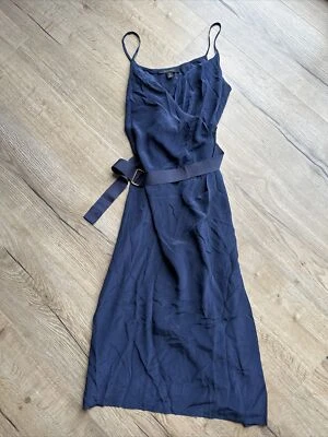 karen walker navy silk wrap dress shoestring size 8 Swish Cocktail Fancy Evening - image 1 of 4