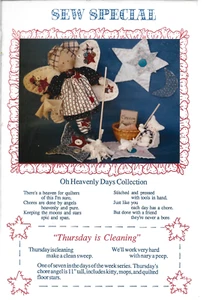 Sew Special Craft Pattern-Thursday is Cleaning-11" Chores Angel Doll-Kitty-Star - Picture 1 of 1