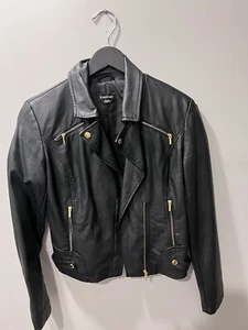 Bebe Women faux Leather Jacket Color Black Size s women Gold Hardware - Picture 1 of 4