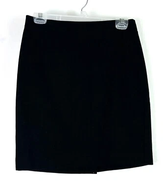 J CREW 尺寸 6 PETITE 女式黑色羊毛粘纤 THE PENCIL SKIRT 职业胶囊 — 第 1/4 张图片