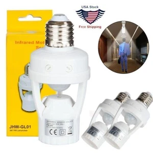 3 Pack Infrared PIR Motion Sensor E27 LED Light Lamp Bulb Holder Socket Switch - Picture 1 of 12