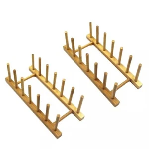 Bambus (2) Geschirrständer Teller Ständer Topf Deckel Halter Buch Ordner Schublade Organizer - Bild 1 von 7