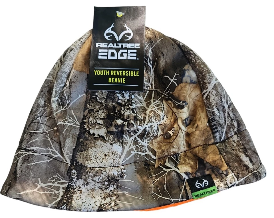 Realtree Edge Youth Reversible Beanie Camouflage Orange Camo NWT - Image 1 of 4
