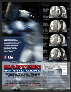 Pedido publicitario de monedas de plata Madison Ave 1991, Joe Carter, Griffey Jr, Fielder, Ripken - Imagen 1 de 4