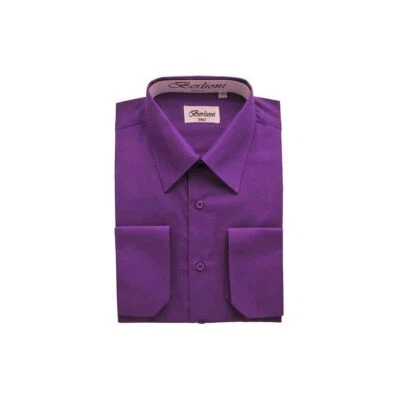 CAMISA DE VESTIR BERLIONI HOMBRE PREMIUM CLÁSICA FRANCESA CONVERTIBLE PUÑO MANGA LARGA Foto 1 de 2