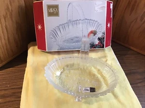 Mikasa Winter Dreams Frosted Crystal Glass Bowl Handle Basket 9.5" NEW IN BOX - Picture 1 of 6