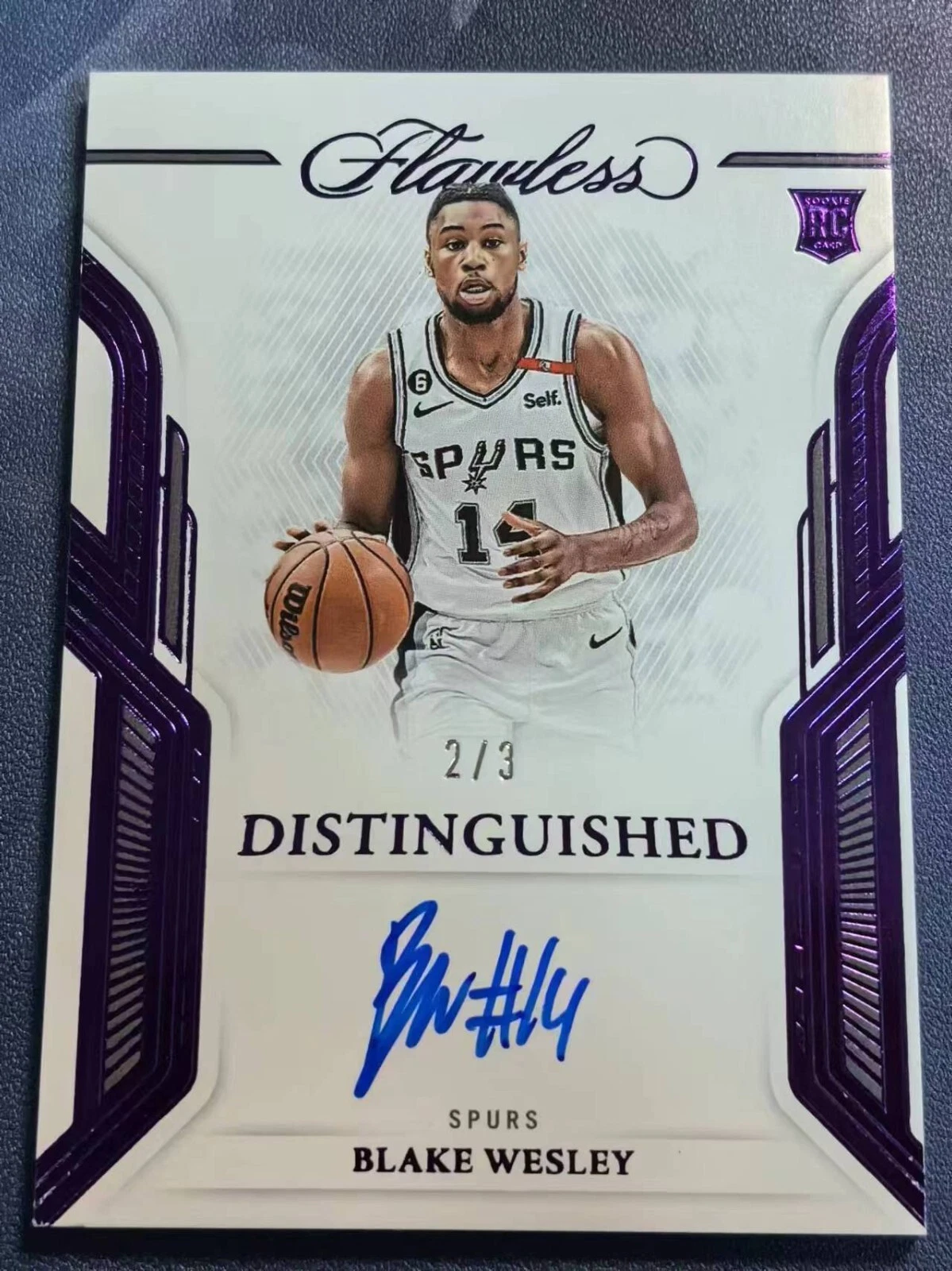 2022-23 Panini Flawless Amethyst Distinguished Auto Rookie RC Blake Wesley #2/3