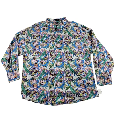 Camisa Sean John Multicolor Cachemira Floral Manga Larga Algodón Abotonada 4XL Foto 1 de 4