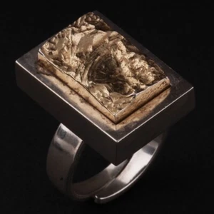 Hermann Siersbøl / Siersboel Sterling Ring with Gilded Top. MADE IN DENMARK. - Picture 1 of 6
