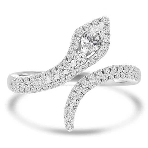 0.52 CT Pear VS1 F Diamond Pave Accent Wedding Ring 18K White Gold - Picture 1 of 3