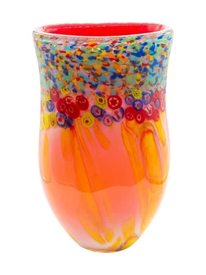 Jarrón de vidrio artístico AV22246 13,75" de alto Salt Creek florero artesanal estilo Murano para... Foto 1 de 4