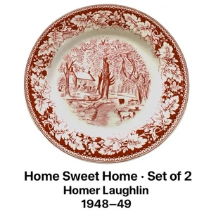 Vintage 1940-56 Homer Laughlin Currier & Ives SPEISETELLER 9 7/8" HOME SWEET HOME - Bild 1 von 4