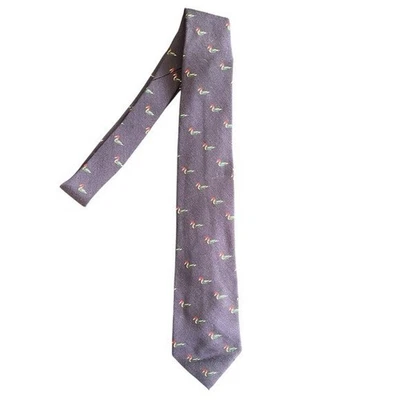 Polo náutico vintage preppy Ralph Lauren ánade real pato estampado corbata lana seda Foto 1 de 4